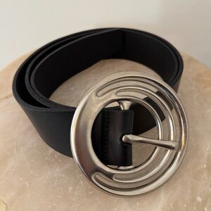 Silpada Black Belt with Large Silver Buckle